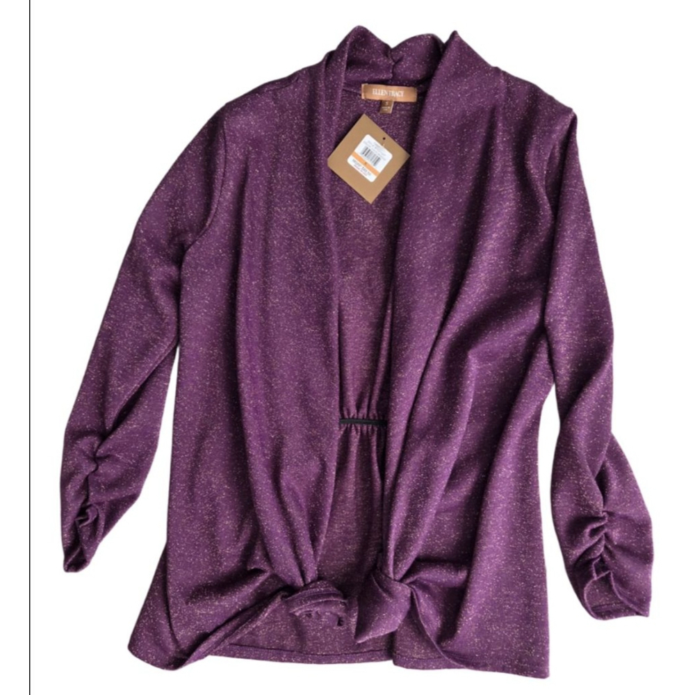 Women's ELLEN TRACY Purple Gold Cardigan S